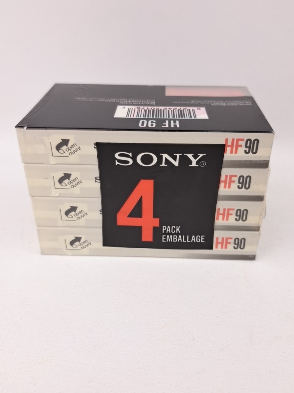 Sony HF90 Cassette 4-Pack - Black & Red Packaging